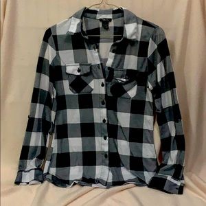 Plaid B&W long sleeve shirt, Rue21